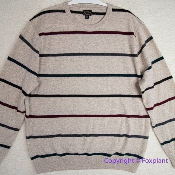 NEW J. Crew men's Cashmere sweater in stripe, Hthr Birch Multi Stripe,‎ XL - Picture 5 of 16